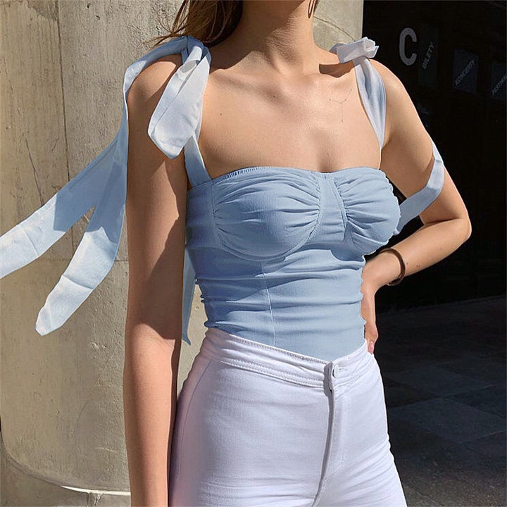 Damen Blusenoberteil mit raffinierten Trägern und eleganter Raffung Drune