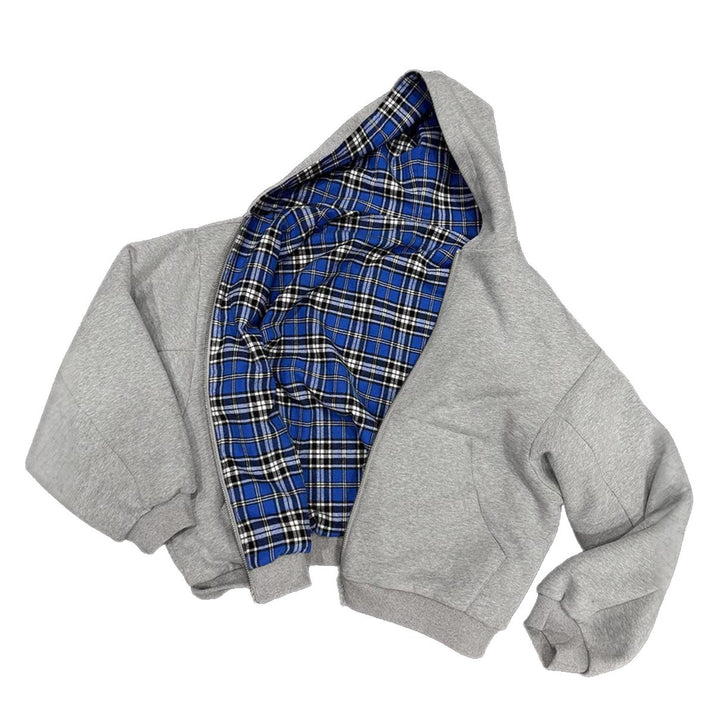 Damen lässige Kapuzenjacke mit kariertem Innenfutter Drune