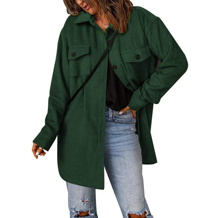 Drune | Damen Chic Overshirt Jacke mit Brusttaschen