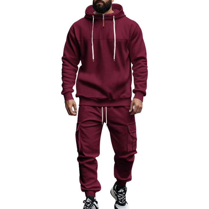 Herren nan Cargo-Jogginganzug mit Halbzip-Kapuzenpullover und tapered Cargohose Drune