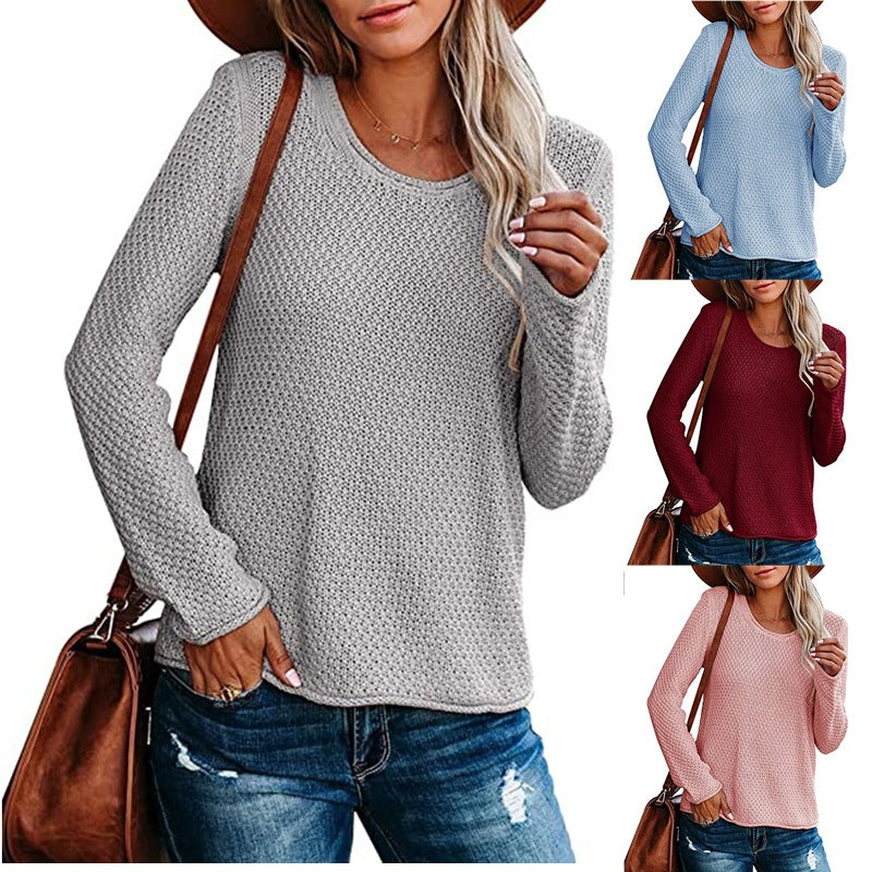 Damen lässiger Strickpullover mit strukturierter Maschenoptik Drune