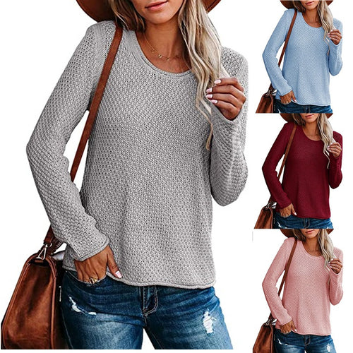 Damen lässiger Strickpullover mit strukturierter Maschenoptik Drune