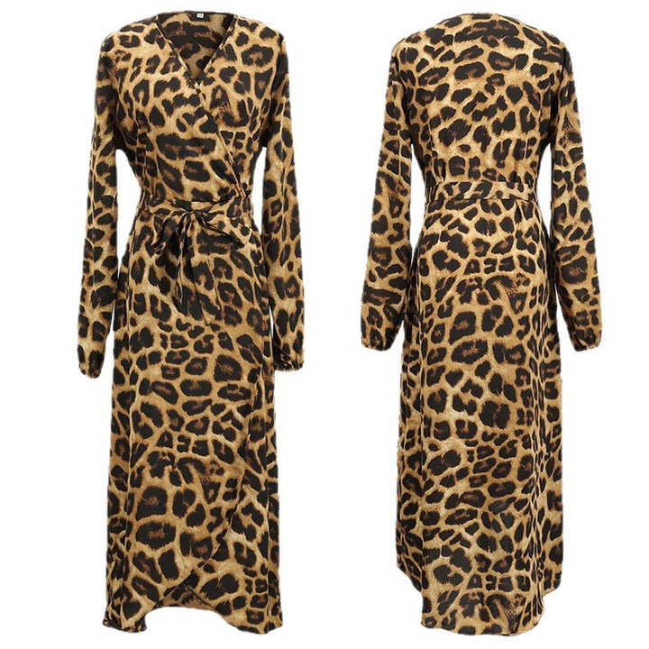 Damen Wickelkleid mit elegantem Leo-Druck und seitlichem Schlitz Drune