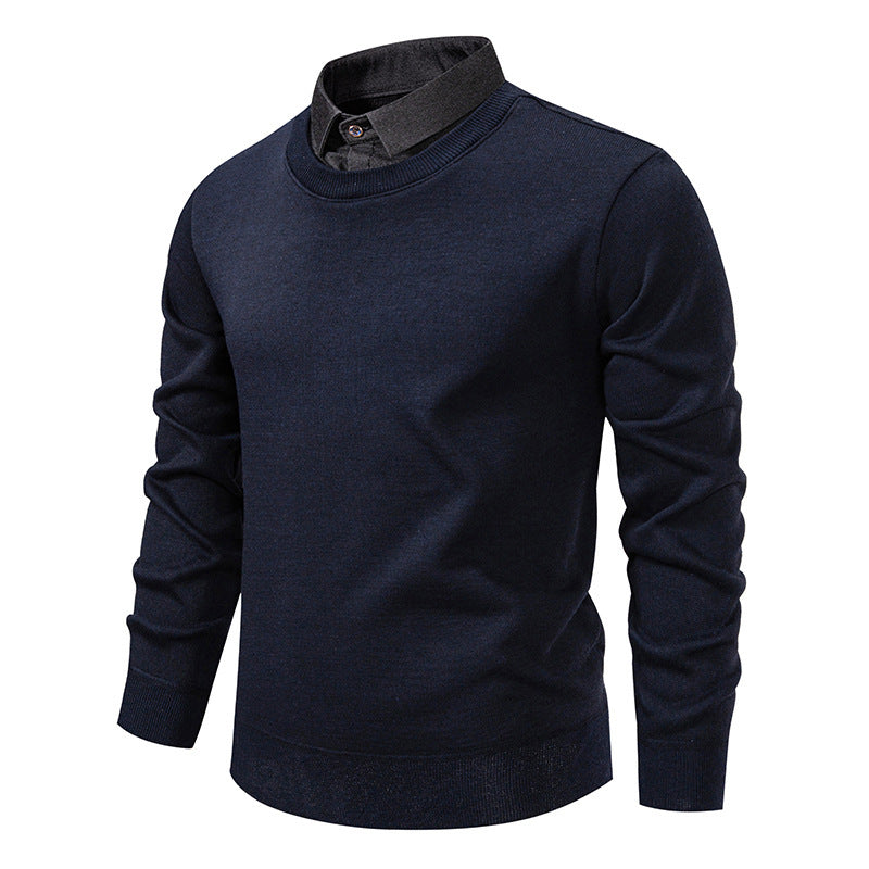Herren nan Feinstrickpullover mit integriertem Hemdkragen und schmaler Silhouette Drune
