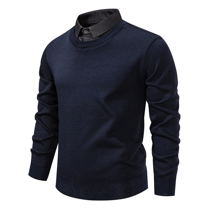 Herren nan Feinstrickpullover mit integriertem Hemdkragen und schmaler Silhouette Drune