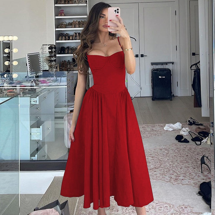 Damen Maxi-Kleid mit elegantem Bustier-Oberteil und fließendem Rock Drune