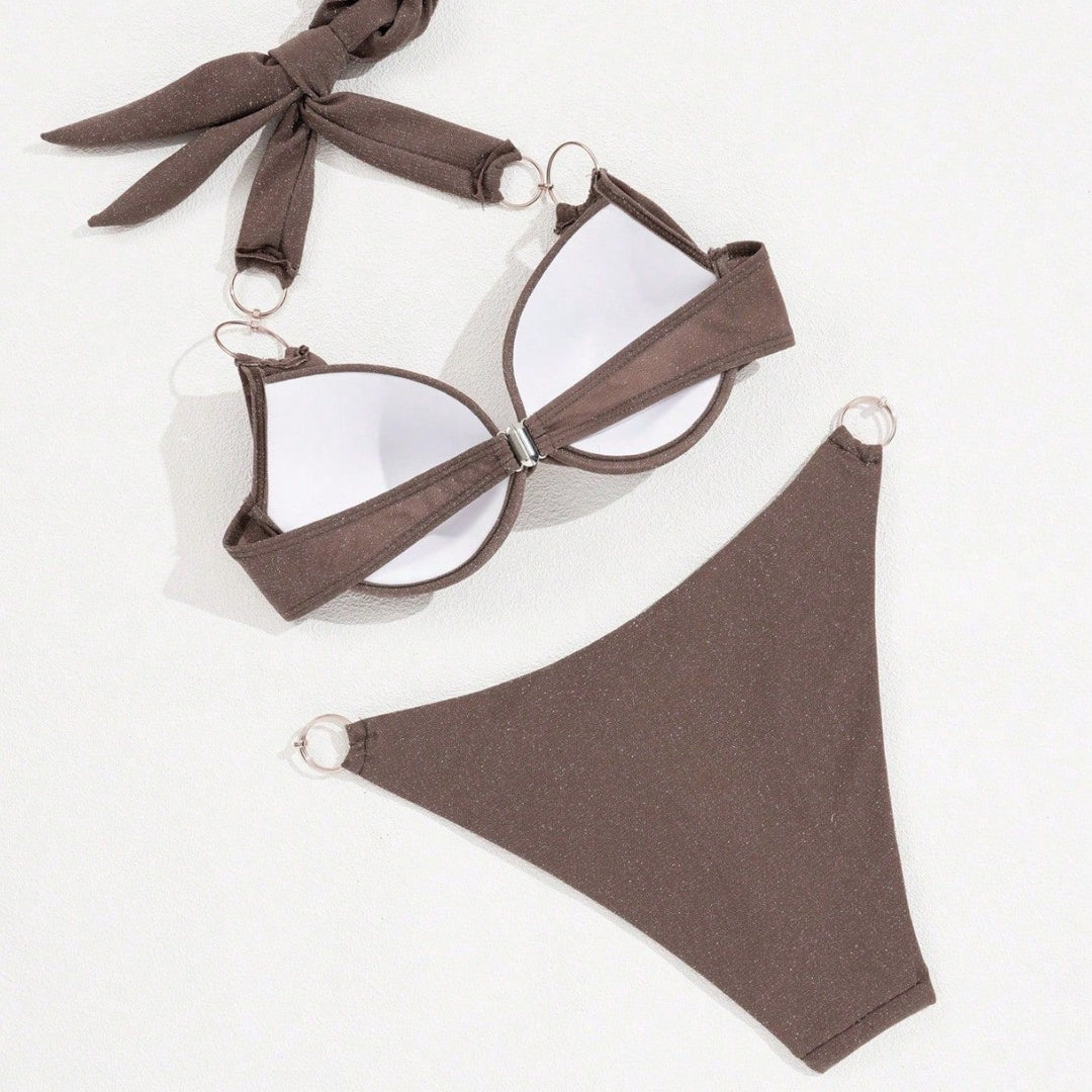 Damen Triangel-Bikini mit goldenen Ringakzenten Drune