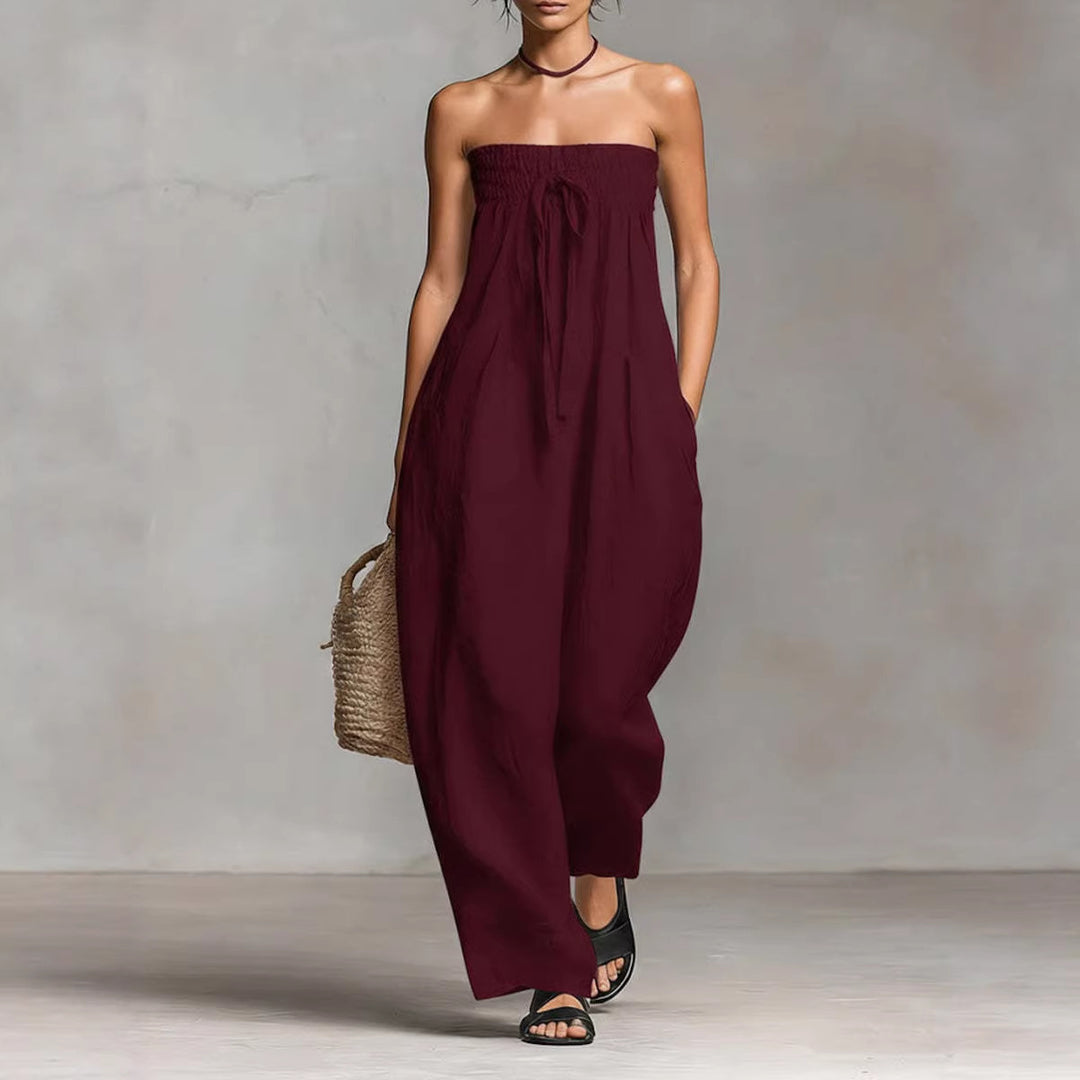 Damen Lässiges Jumpsuit mit elastischem Oberteil und weitem Bein Drune
