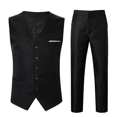 Herren nan elegante Satinweste mit V-Ausschnitt und schmal geschnittene Anzughose Drune