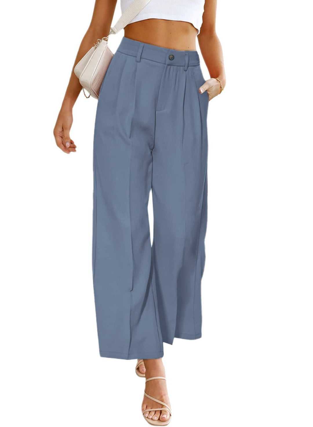 Damen Weit geschnittene Hochbundhose mit Falten und eleganter Passform Drune
