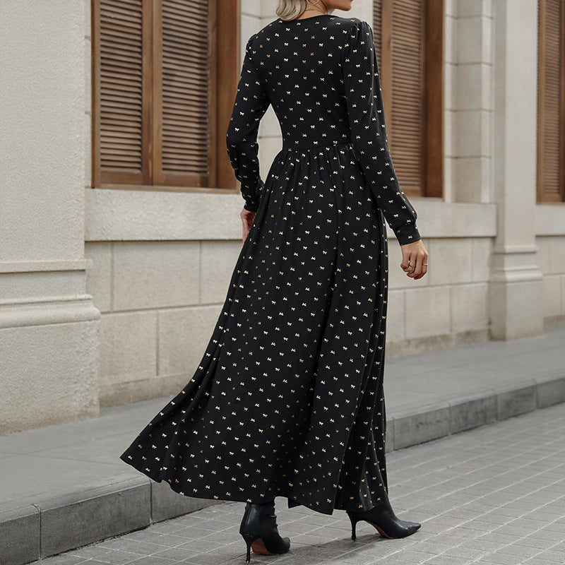 Damen Maxikleid mit raffinierten Spitzenakzenten und einzigartigem Muster Drune