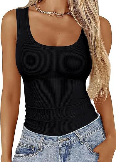 Damen Körperbetontes Oberteil mit breiten Trägern und geripptem Design Drune