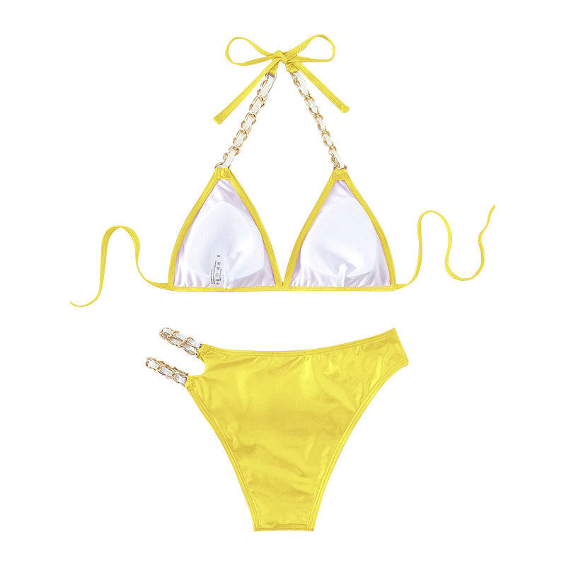 Damen Triangel-Bikini mit goldenen Kettendetails Drune