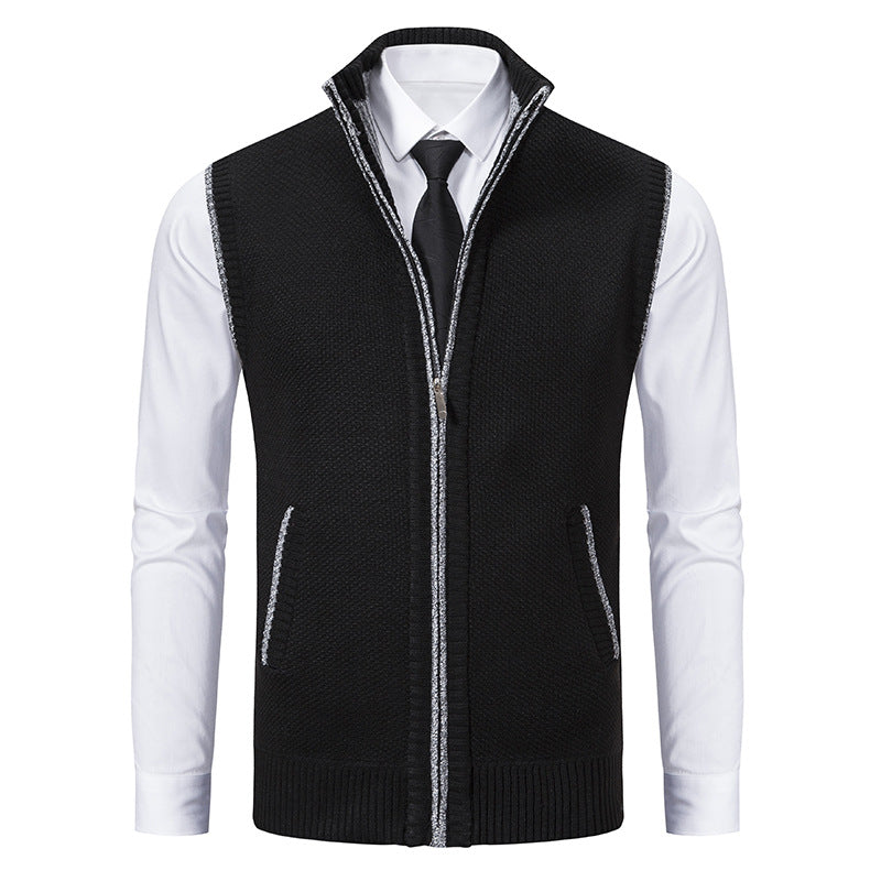 Herren nan elegante Strickweste mit Stehkragen und verdecktem Reißverschluss Drune