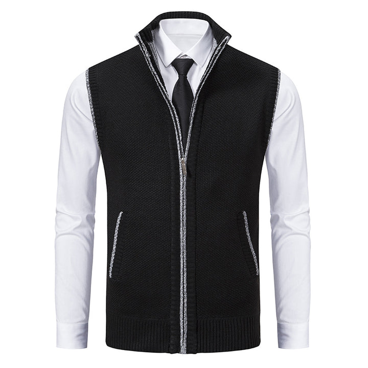 Herren nan elegante Strickweste mit Stehkragen und verdecktem Reißverschluss Drune
