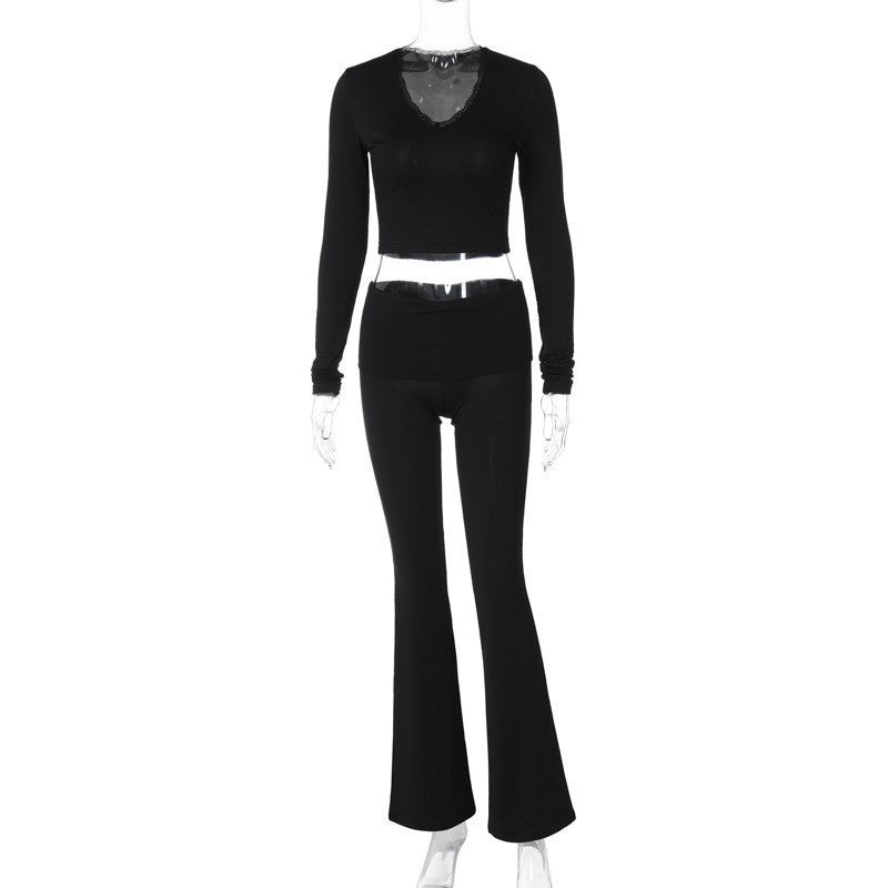 Damen enganliegendes Oberteil und Leggings Set Drune