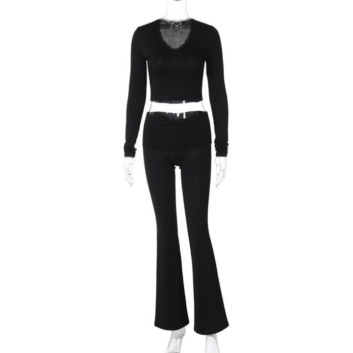 Damen enganliegendes Oberteil und Leggings Set Drune