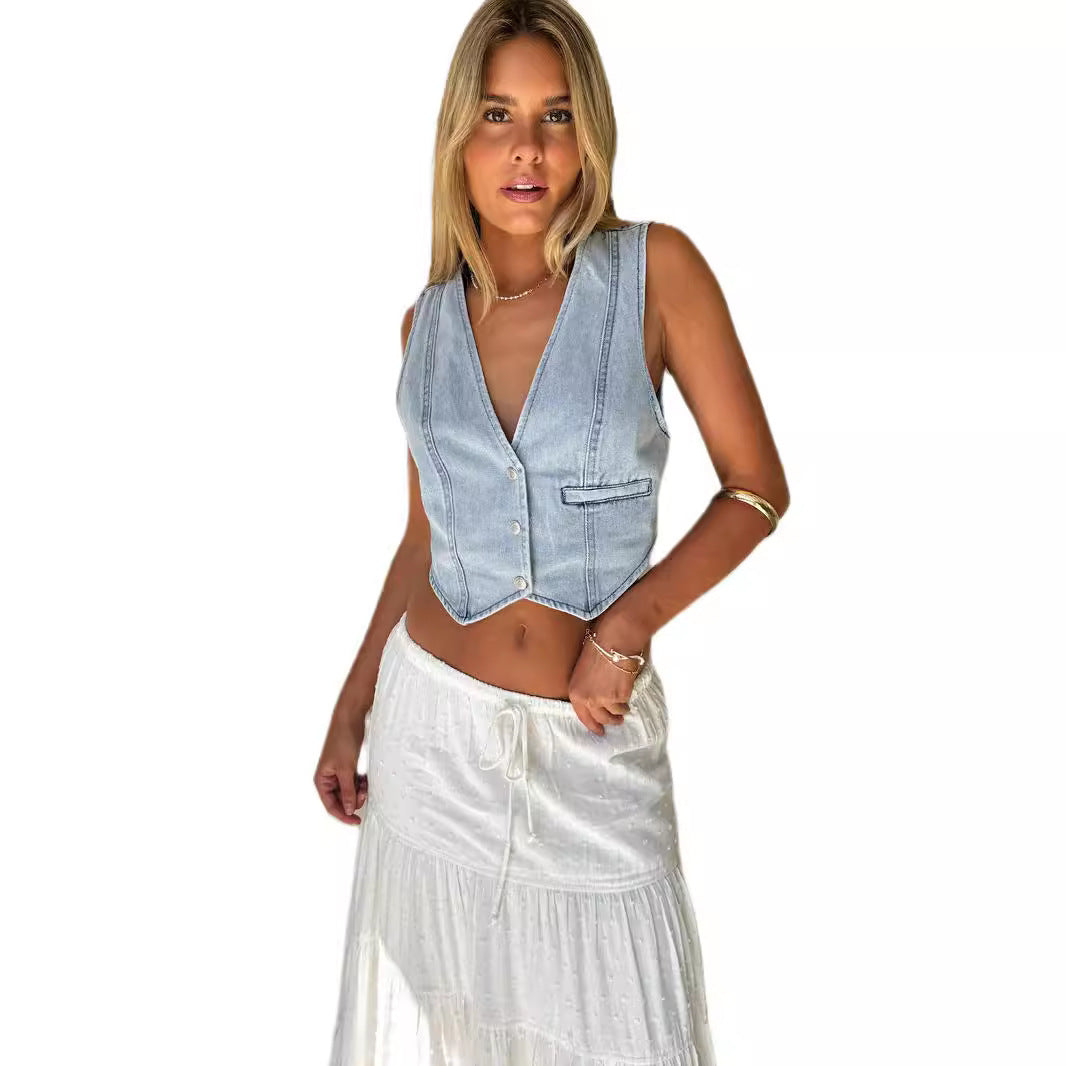 Damen Jeans-Weste mit schmaler Passform und modernem Schnitt Drune