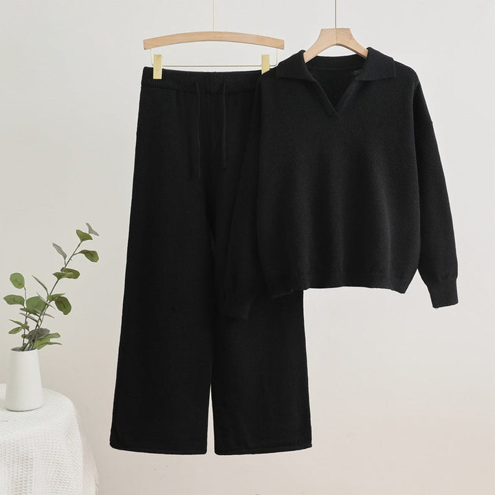 Drune | Reverskragen Top und Kordelzug Weite Hose Set