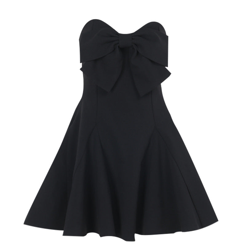 Damen skaterförmiges Cocktailkleid mit großem Schleifendetail Drune