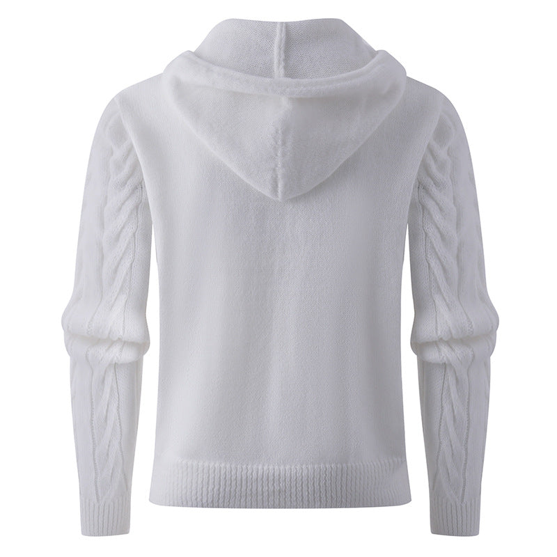 Herren Strickpullover mit Kapuze und Zopfmuster Drune