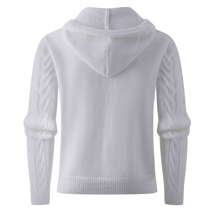Herren Strickpullover mit Kapuze und Zopfmuster Drune