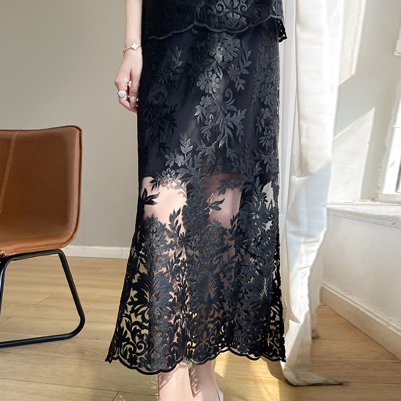 Damen Elegante und romantische Blumenspitzenröcke Drune