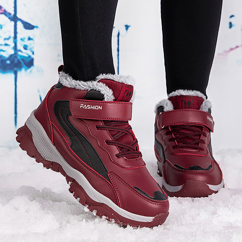 Damen Warm gefütterte Winterstiefel mit rutschfester Sohle und verstellbarem Klettverschluss Drune