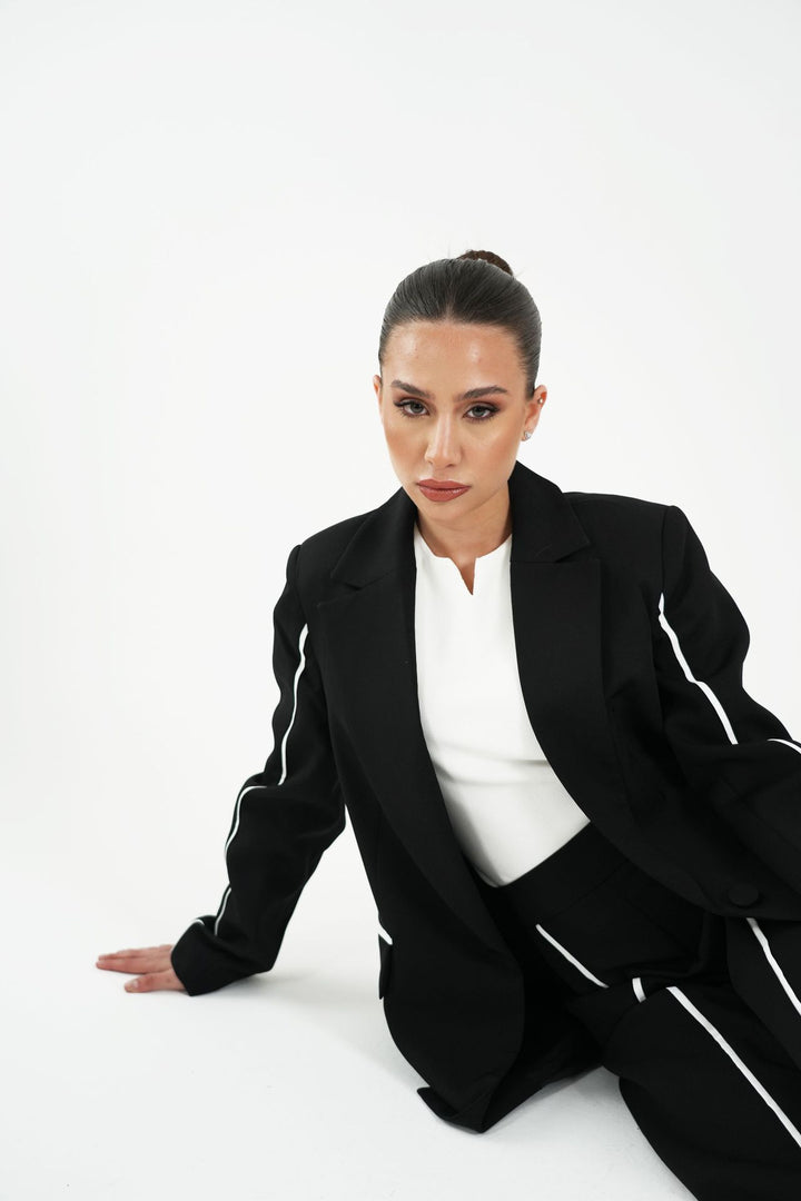 Damen eleganter Blazer mit kontrastierenden Details Drune