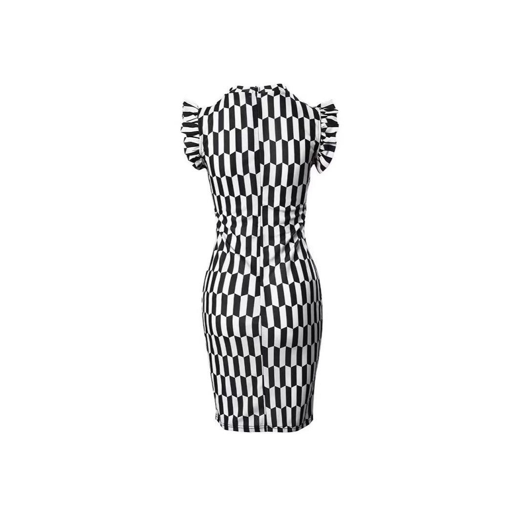 Damen Figurbetontes Kleid mit dekorativen Rüschendetails Drune