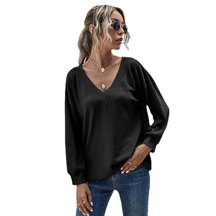 Damen lässiges Oversized-V-Pullover mit Strukturmuster Drune