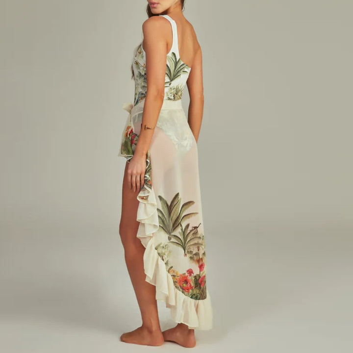 Damen Einseitiger Badeanzug mit raffiniertem Cut-Out und floralem Design Drune