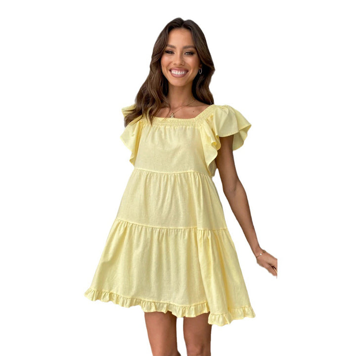 Damen Off-Shoulder Freizeitkleid mit Volant-Details Drune