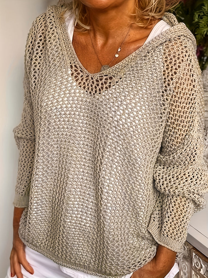Damen leichter Strickpullover Hoodie Drune
