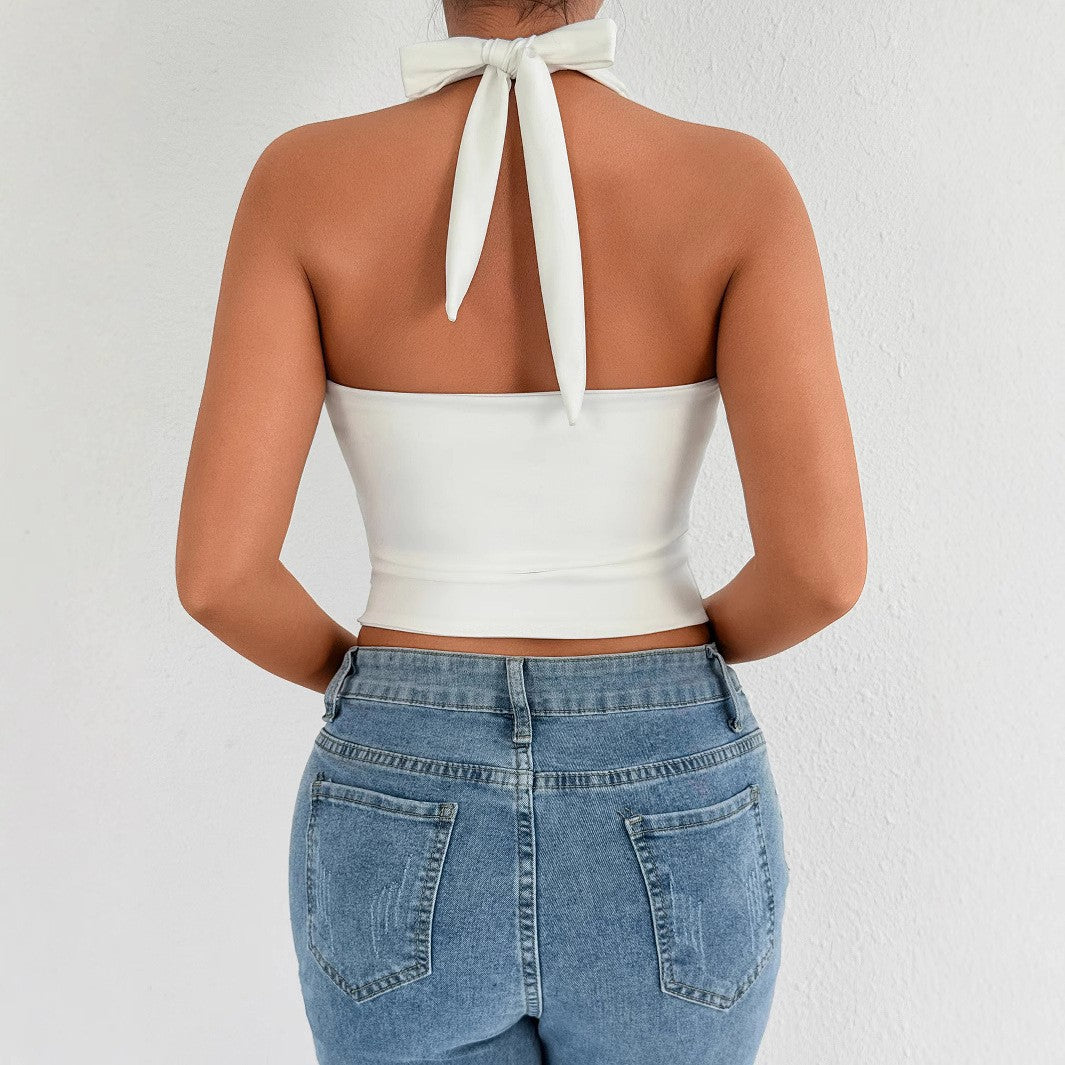 Damen Halterneck Top mit Reißverschluss Drune