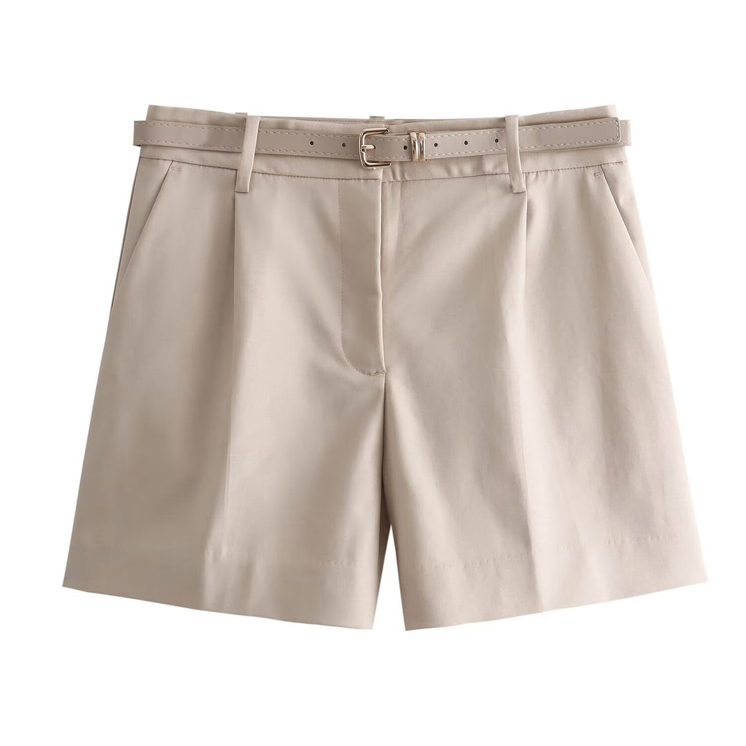 Damen elegante Shorts mit praktischem Gürtel Drune