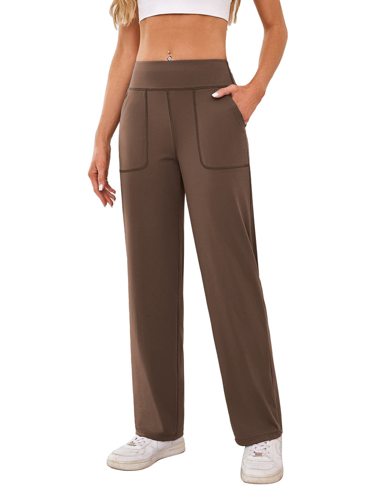 Damen bequeme Freizeithose mit seitlichen Taschen und elastischem Bund Drune