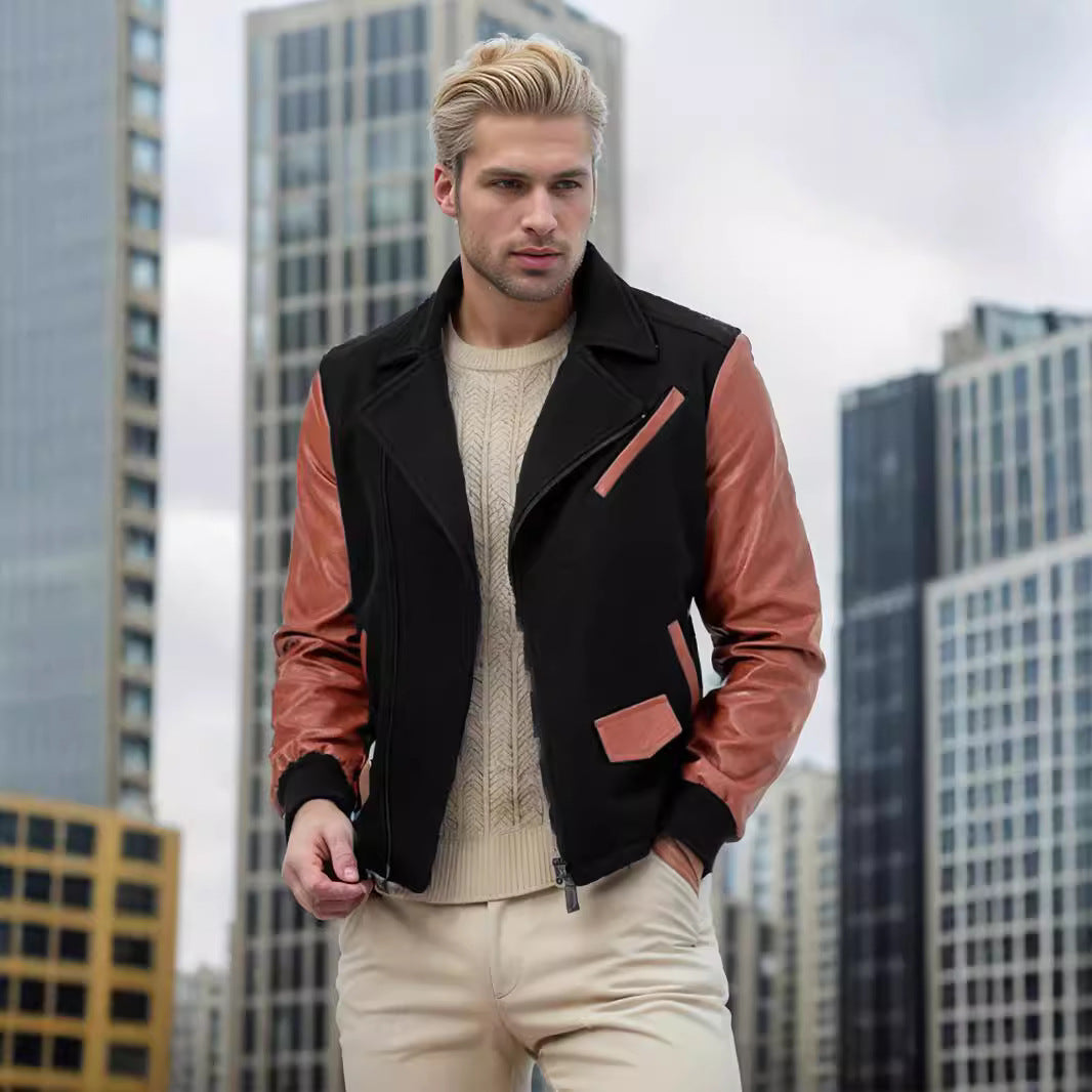 Herren sportlich-elegante Jacke mit Kunstleder-Ärmeln Drune