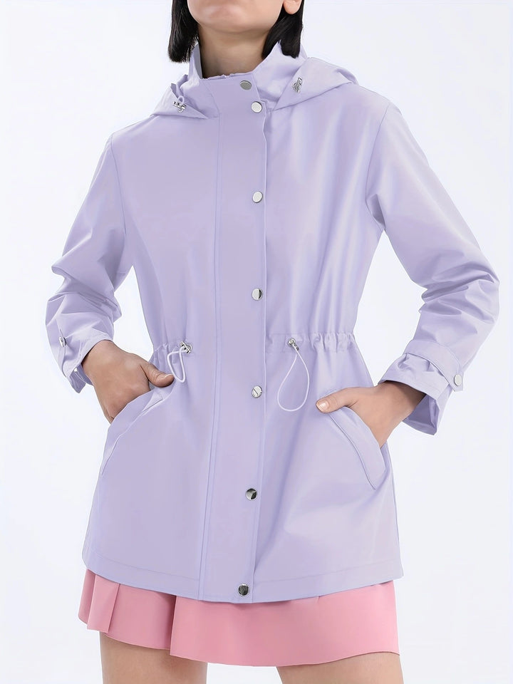 Damen funktionale Übergangsjacke mit verstellbarem Bund und Kapuze Drune