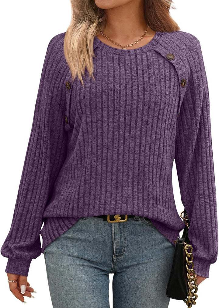 Damen modisches Strickoberteil mit Knopfdetails und lässigem Schnitt Drune