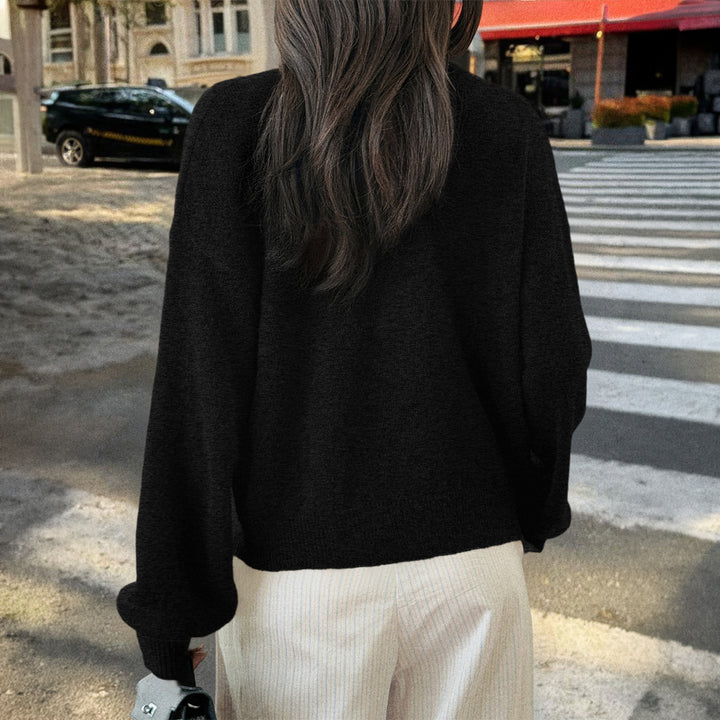 Damen nan kuscheliger Oversize-Strickcardigan mit Hornknopf-Leiste und Rundhalsausschnitt Drune