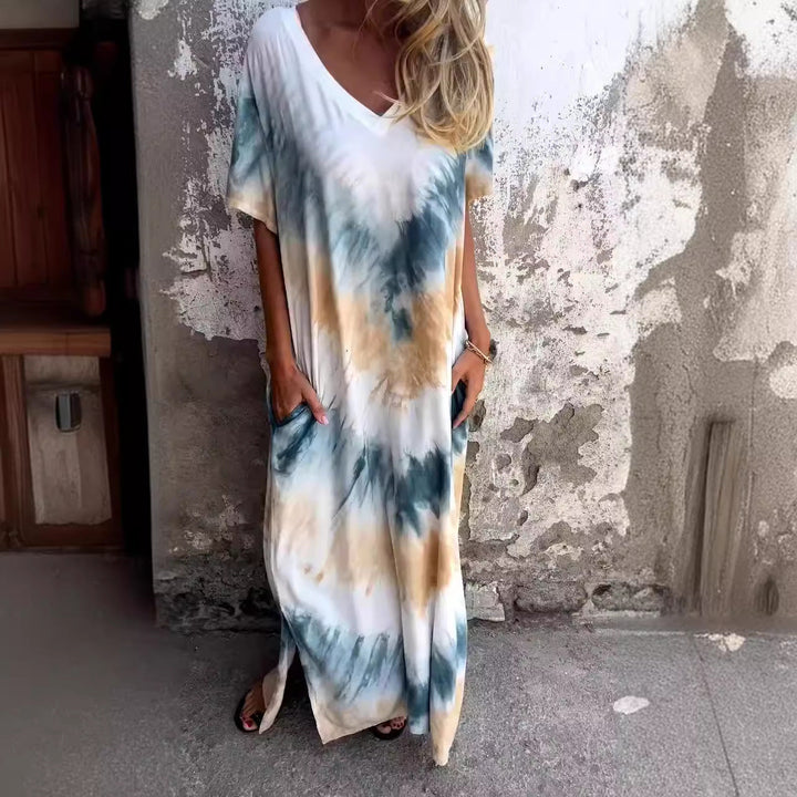 Damen Maxikleid mit lässigem V-Ausschnitt und praktischen Taschen Drune