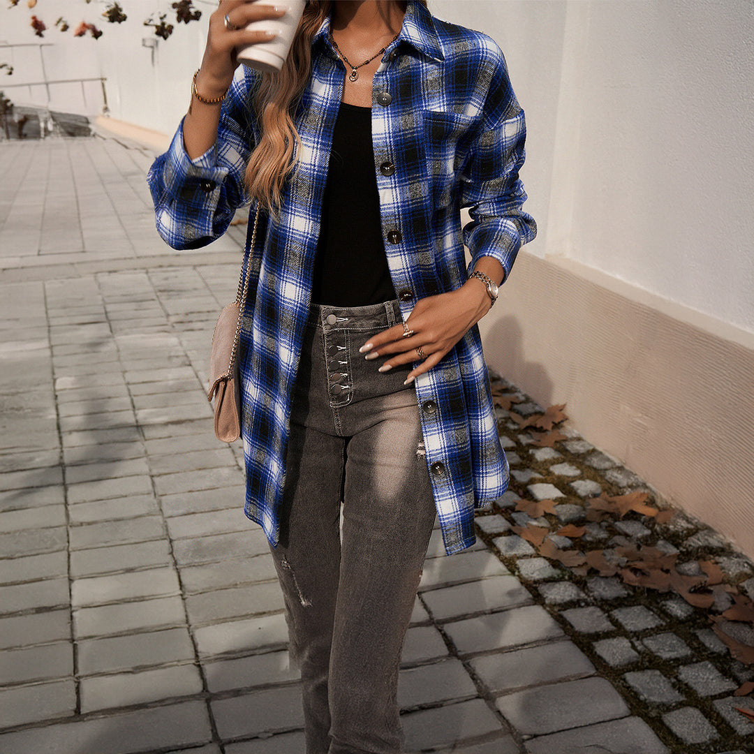 Damen Karierte Overshirt mit lässiger Passform und modernen Details Drune