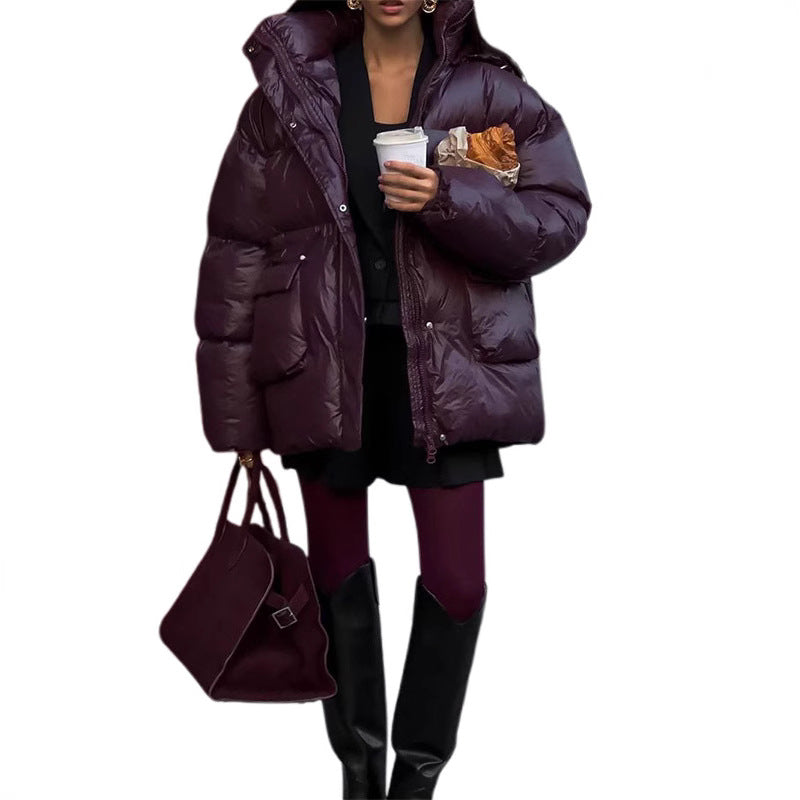 Damen Wattierte Winterjacke mit verstellbarem Taillenzug und Kapuze Drune