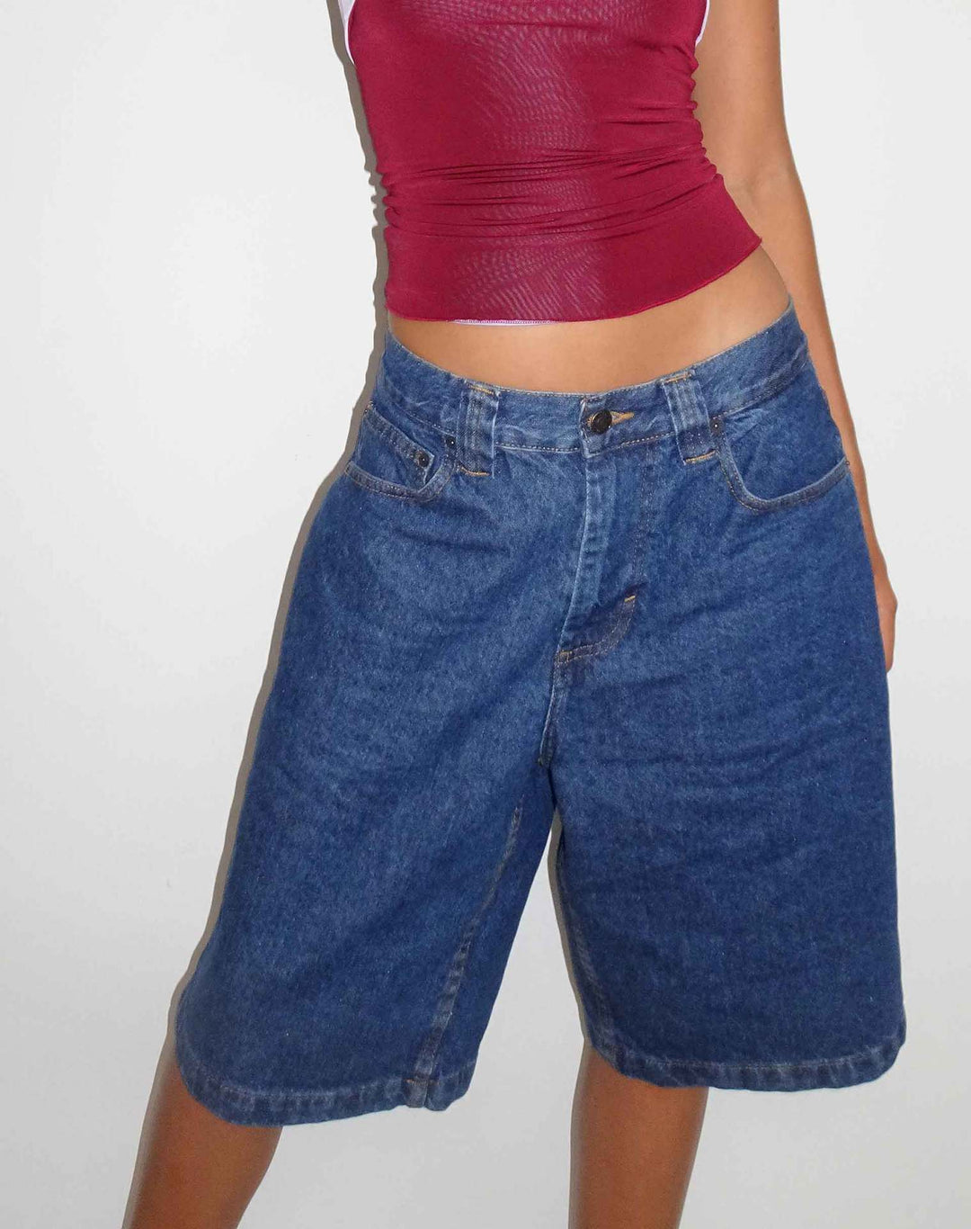 Damen lässige Denim-Shorts mit weitem Schnitt und hohen Seitentaschen Drune