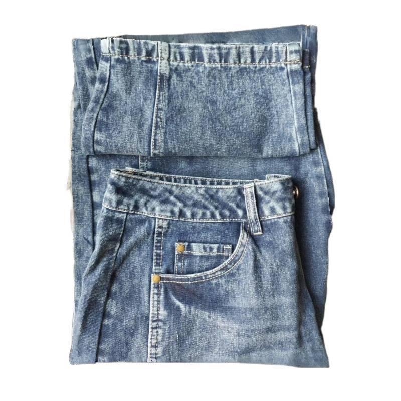 Damen Weite High-Waist Jeans im Vintage-Look mit ausgefallenem Waschverfahren Drune