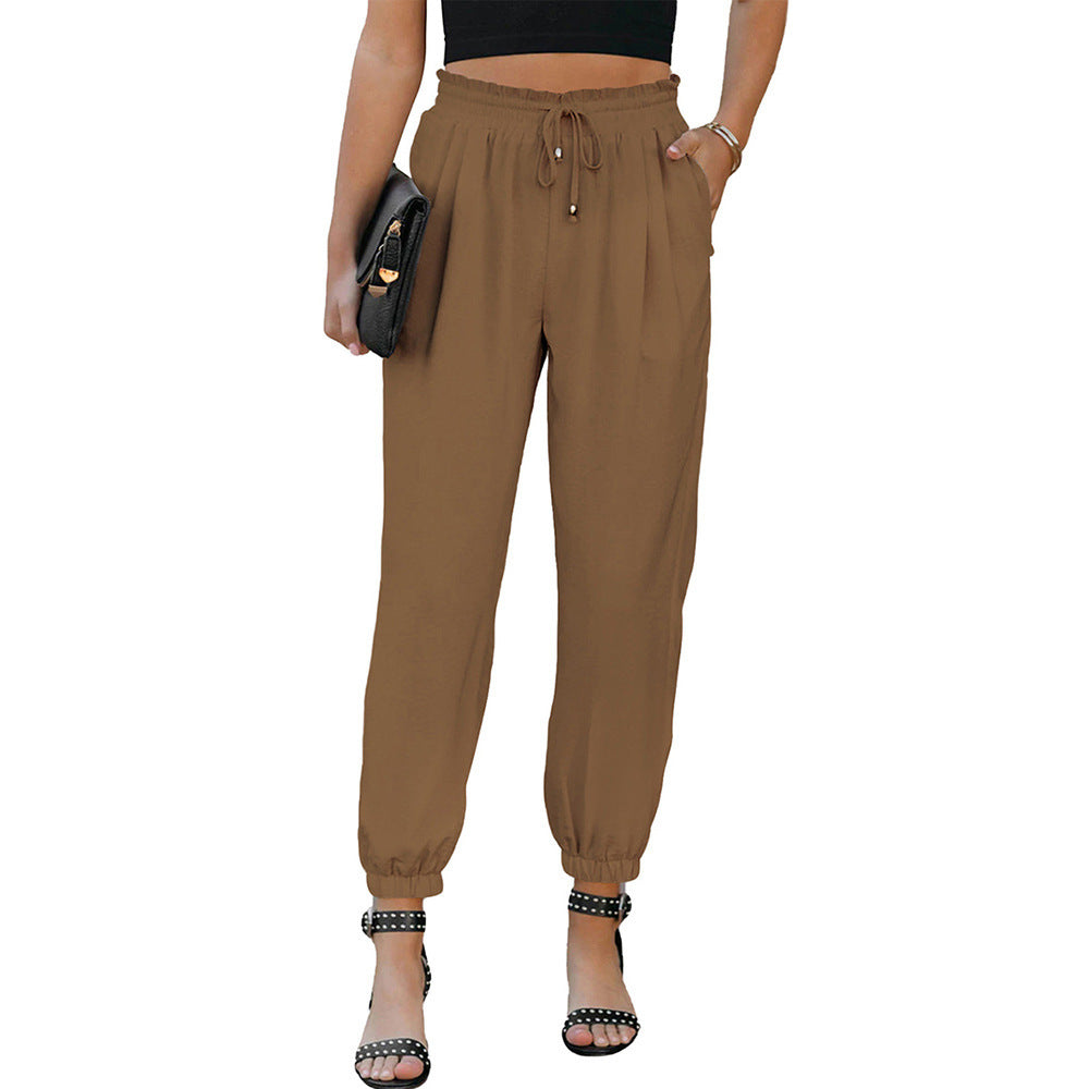Damen lässige Freizeithose mit elastischem Bund und praktischen Taschen Drune