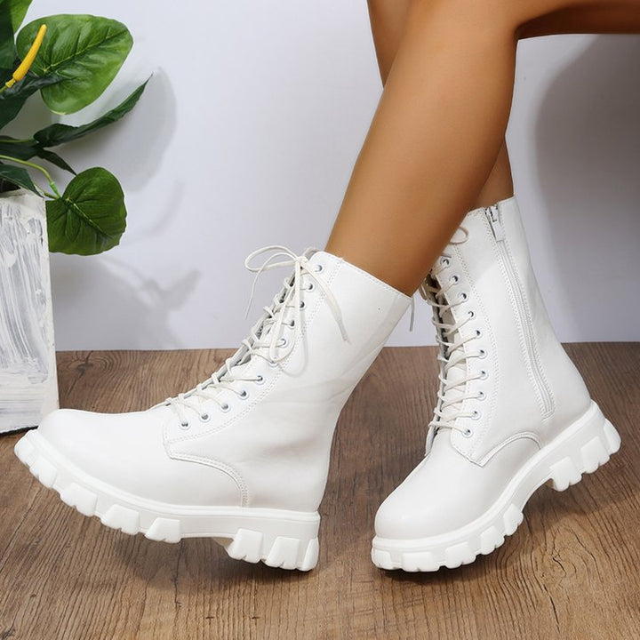 Damen Schnürstiefel mit robustem Profil und modischem Reißverschluss Drune
