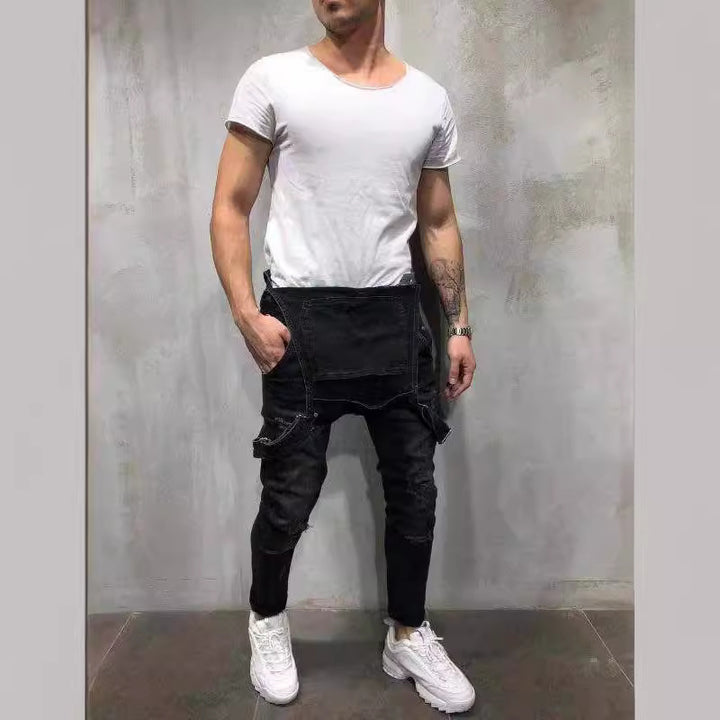 Herren Latzhose im modernen urbanen Stil mit stylischen Zerstörungen Drune