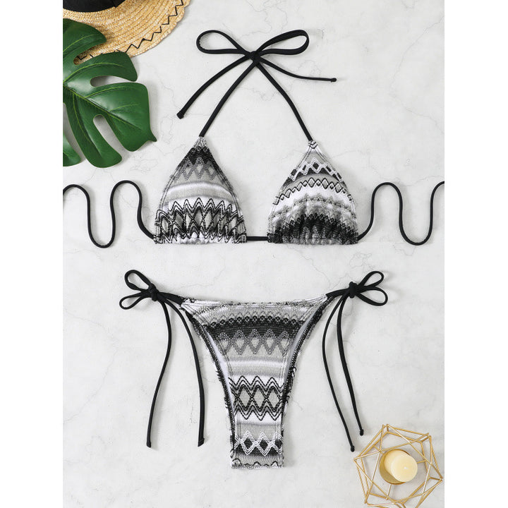 Damen Triangel-Bikini-Set mit farbenfrohem Ethno-Muster Drune
